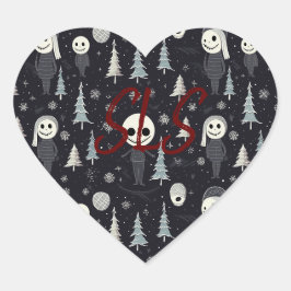 Goth Christmas Initial Herz-Aufkleber