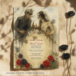 Goth Couple Zombie Halloween Wedding Einladung