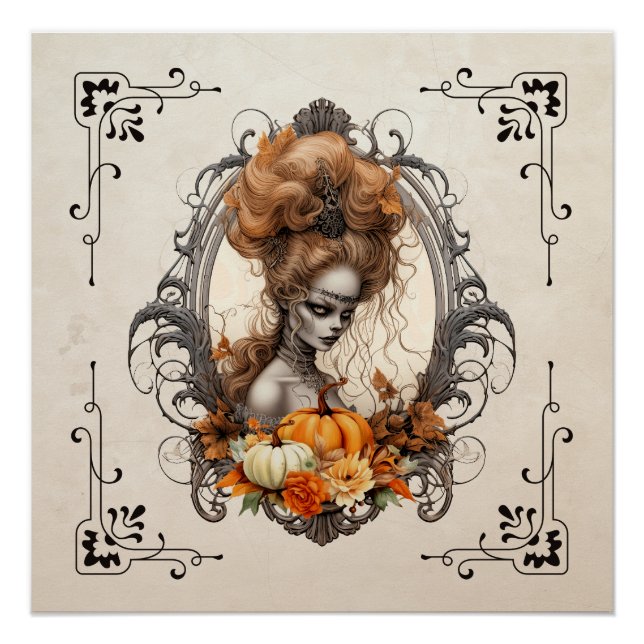 Goth Creepy Lady Pumpkins Poster (Vorderseite)