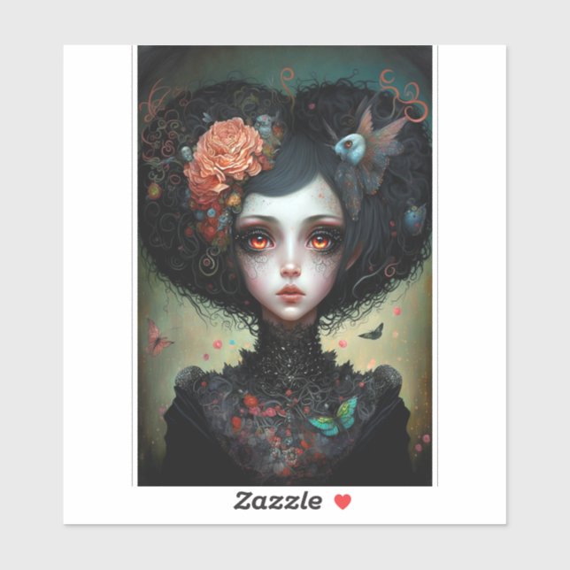 Goth Creepy Niedlich Girl Gothic Aufkleber (Blatt)