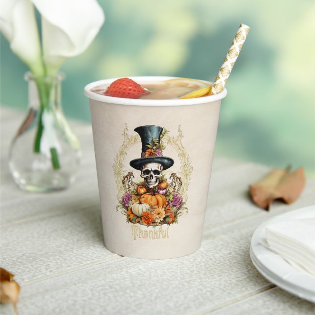 Goth Creepy Skeleton Dankbar Pappbecher (In Situ)