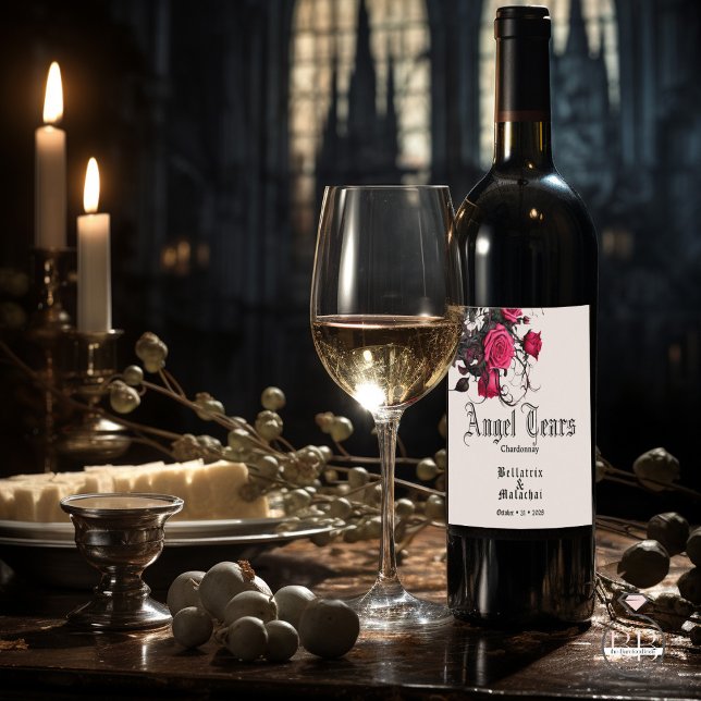 Goth Crimson Rose Weißer Wein Weinetikett (Von Creator hochgeladen)