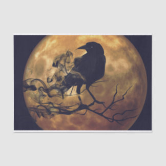 Goth Crow Orange Moon Decoupage Seidenpapier