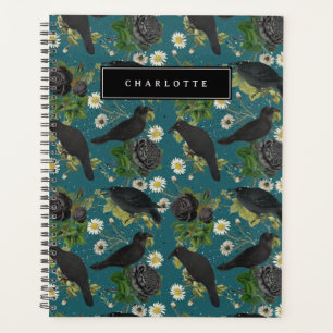 Goth Crows & Black Rose Tief Aquamarines Muster Planer