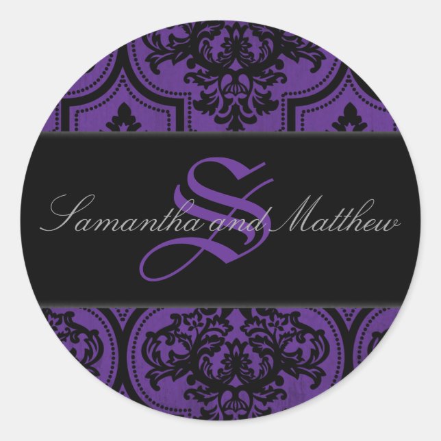 Goth Damask Grunge Monogram Sticker (Devant)
