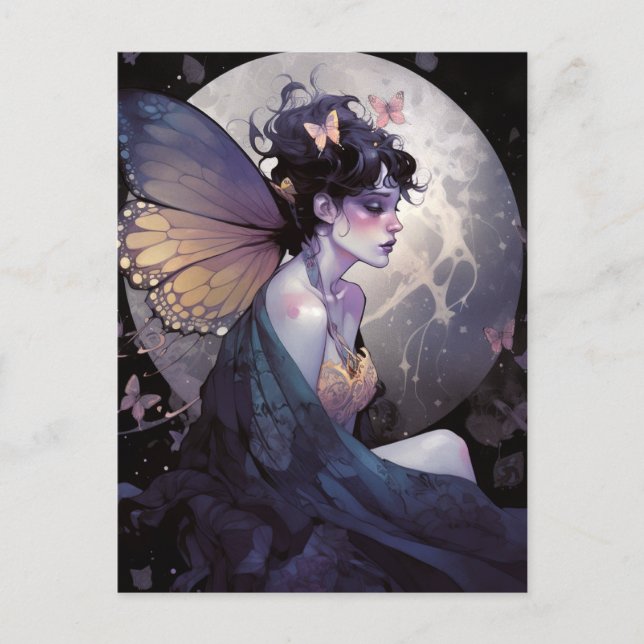 Goth Dark Fairy Girl Fantasy Art Postkarte (Vorderseite)