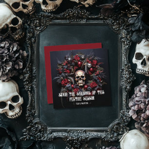 Goth Dark Skull Weihnachts-Kranz mit individueller Feiertagskarte