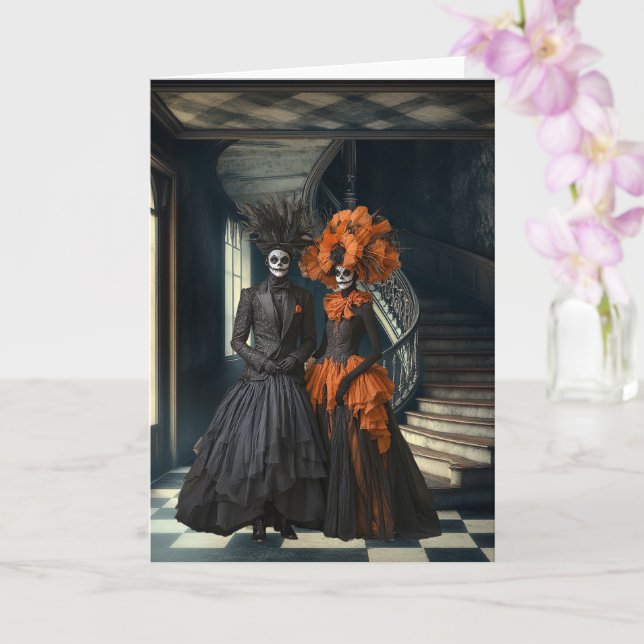 Goth Day of Dead Couple | Surreal Art Karte (Orchidee)