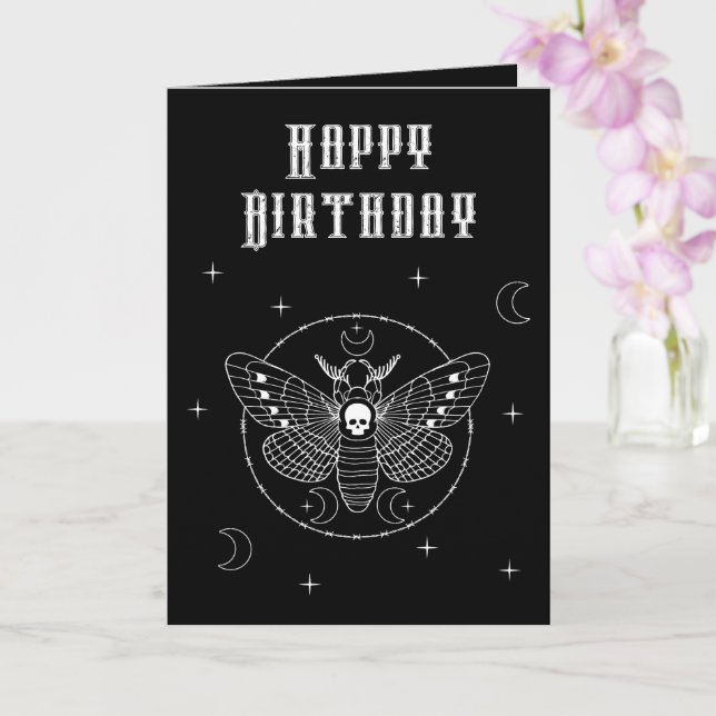 Goth Deaths Head Hawk Moth Birthday Card Karte (Orchidee)