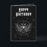 Goth Deaths Head Hawk Moth Birthday Card Karte<br><div class="desc">Schwarz-Weiß-Goth-Geburtstagskarte mit einer Todeskopfköpfe-Motte und Himmelsmonden und Sternen. Der gesamte Text auf der Vorderseite und im Inneren ist vollständig editierbar,  um eigene Namen und Nachrichten hinzuzufügen</div>