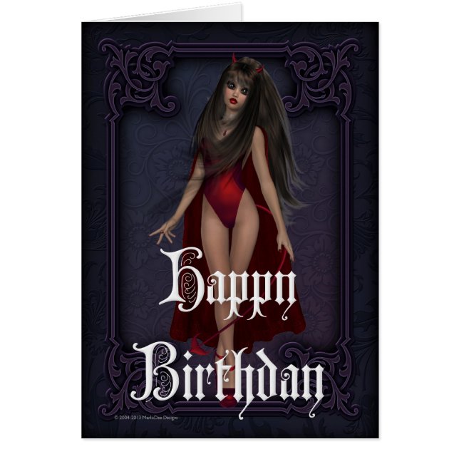 Goth Devil Woman 2 Happy Birthday Card (Vorne)