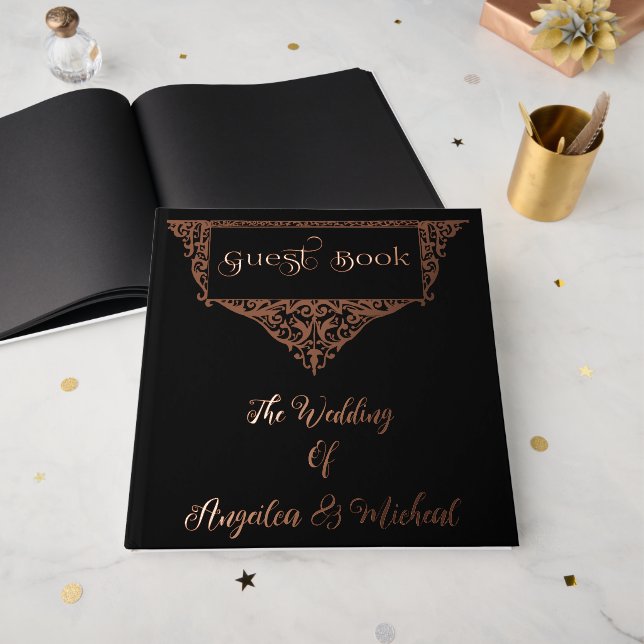 Goth, eleganter Vintager Foil Gästebuch (Vorderseite Offen)