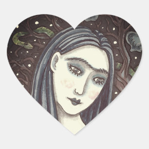 GOTH EVE, DUNKER GARTEN VON EDEN, FRAU, SERPENT Herz-Aufkleber