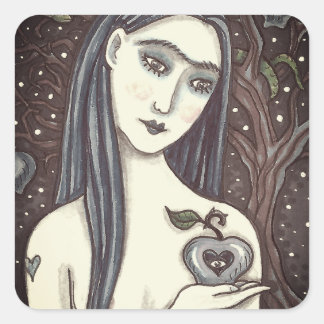 GOTH EVE, DUNKER GARTEN VON EDEN, FRAU, SERPENT QUADRATISCHER AUFKLEBER