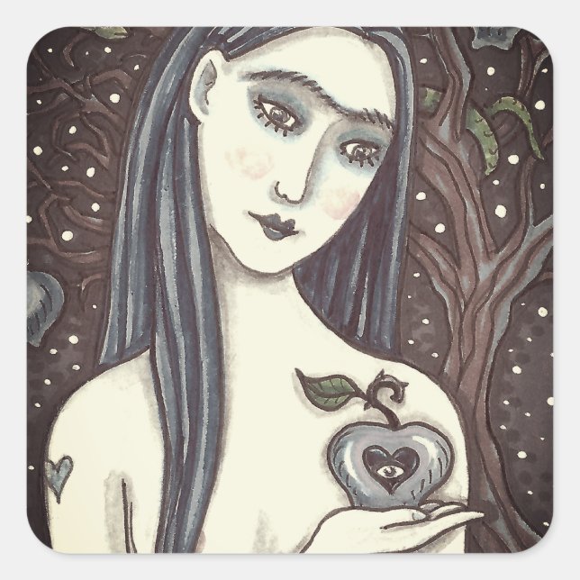 GOTH EVE, DUNKER GARTEN VON EDEN, FRAU, SERPENT QUADRATISCHER AUFKLEBER (Vorderseite)