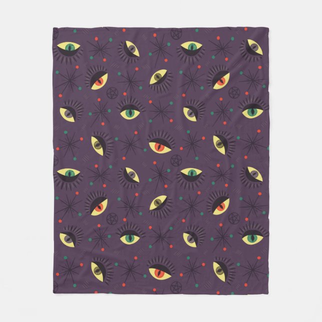 Goth Eyes Witchy Lila Pattern Occult Fleecedecke (Vorderseite)