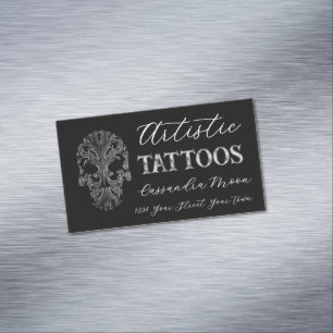 Goth Filigree Skull Tatoo Studio Magnetische Visitenkarte