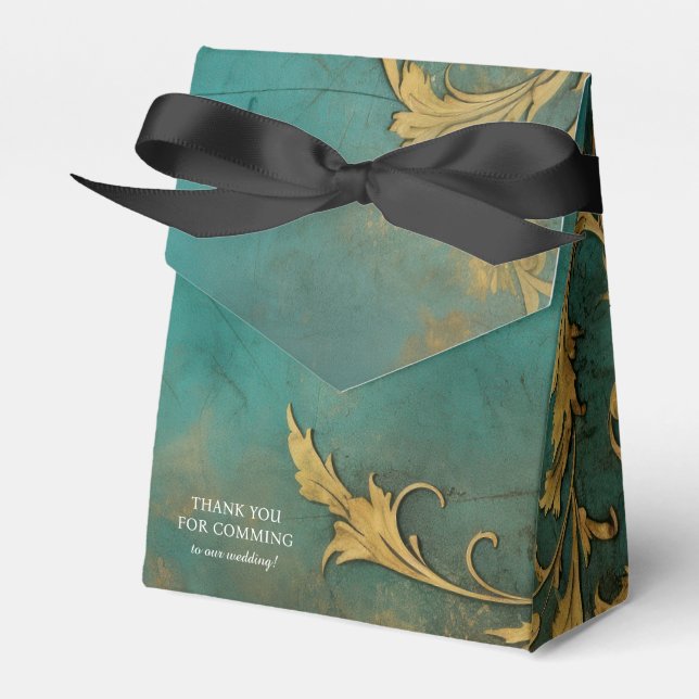 Goth Floral Aquamarin und Gold Geschenkschachtel (Vorderseite)