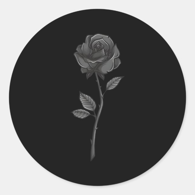 Goth Floral Black Rose Blume Runder Aufkleber (Vorderseite)