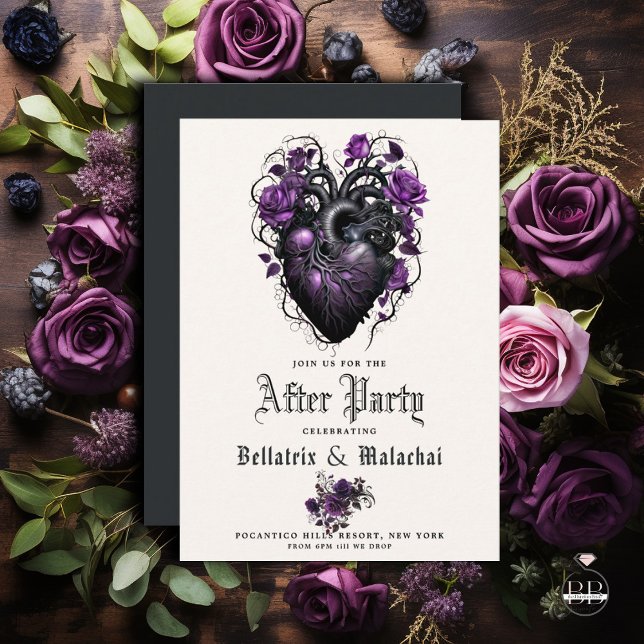 Goth Floral Heart Deep Amethyst Lila nach dem Part Begleitkarte (Von Creator hochgeladen)