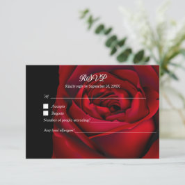 Goth Floral Moody Dark Rote Rose Black Wedding RSVP Karte