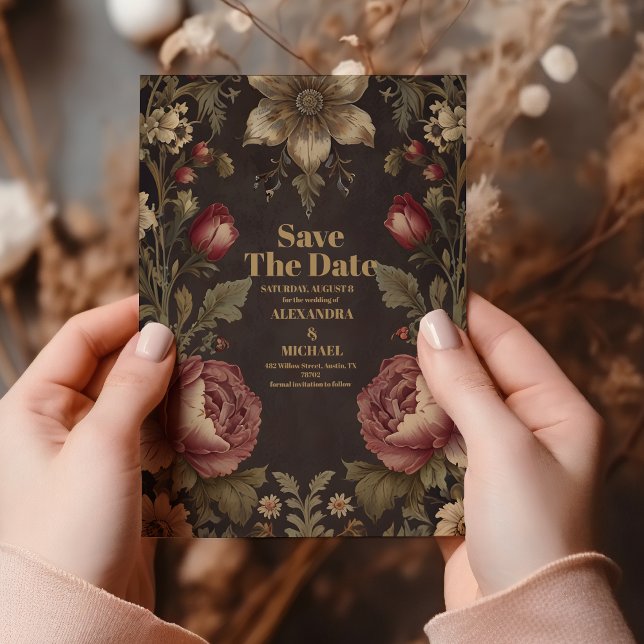 Goth Floral Viktorianisch Wedding Save The Date (Von Creator hochgeladen)
