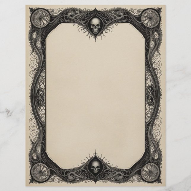Goth Frame mit Skullen Briefbogen (Vorderseite)