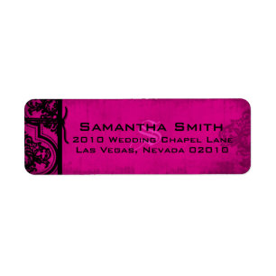 Goth Fuchsia Black Mariage damassé Étiquettes