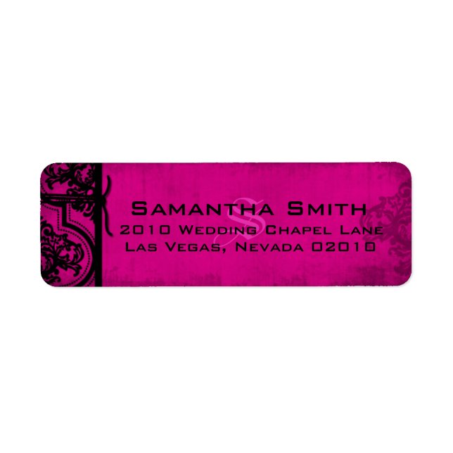 Goth Fuchsia Black Mariage damassé Étiquettes (Devant)
