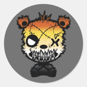 Goth Gay Bear Pride Flag farbiger Bär Runder Aufkleber