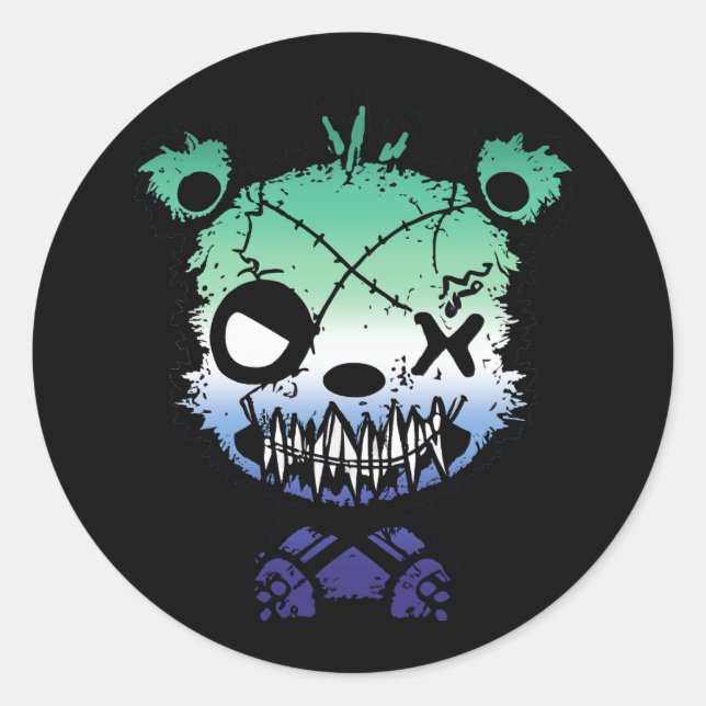 Goth Gay MLM Flag farbiger Bär Runder Aufkleber (Vorderseite)