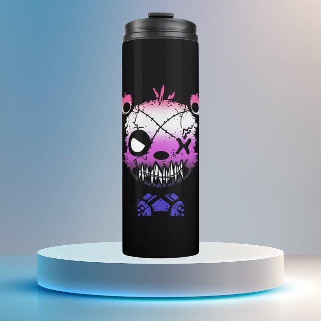 Goth Genderfluid Pride Flag farbiger Bär Thermosbecher (Von Creator hochgeladen)