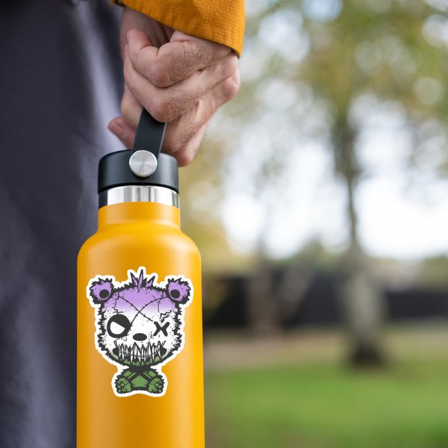 Goth Genderqueer Pride Flag farbiger Bär Aufkleber (Von Creator hochgeladen)