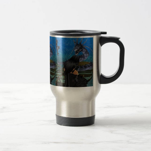 Goth Girl Et Dragon Travel Mug (Droit)