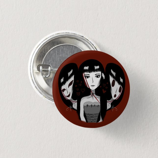 Goth Girl & Her Multiple Personalities  Button (Vorne & Hinten)