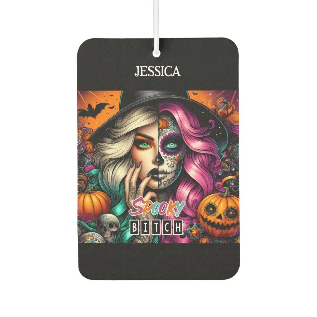 Goth Girl Personalisiert Name Halloween Autolufterfrischer (Vorderseite)