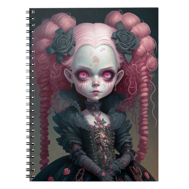Goth Girl Pink Black Creepy Niedlich Notizblock (Vorderseite)