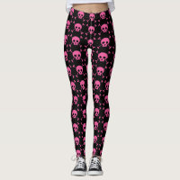 Goth Girl Pink Black Skulls Muster Cool