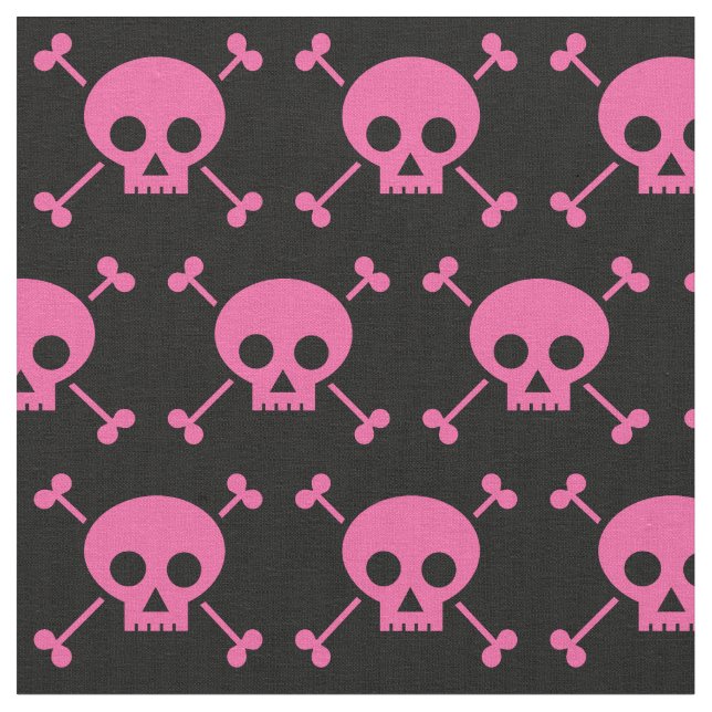 Goth Girl Pink Black Skulls Muster Cool Stoff (Nahaufnahme)