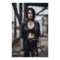 Goth Girl posiert vor der alten Brücke