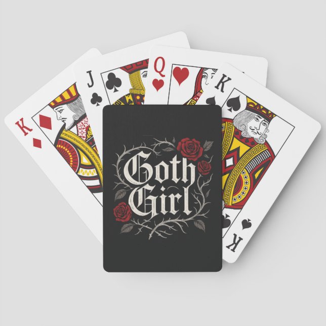 Goth Girl Quote Rote Rose Floral Black Gothic Spielkarten (Rückseite)