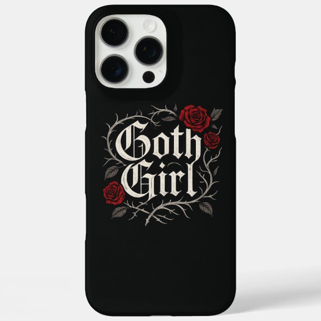 Goth Girl Rote Rose Blumenstrauch iPhone 16 Pro Max Hülle (Rückseite)