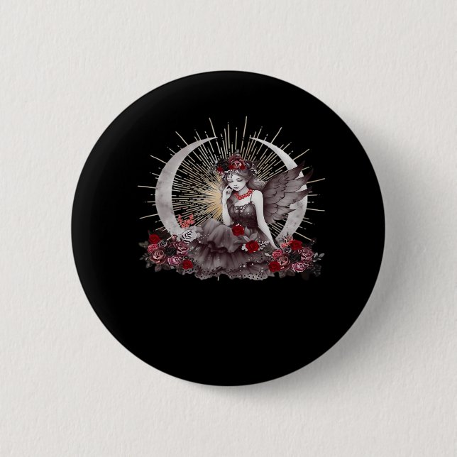 Goth Girl Whimsigoth Classic Button (Vorderseite)