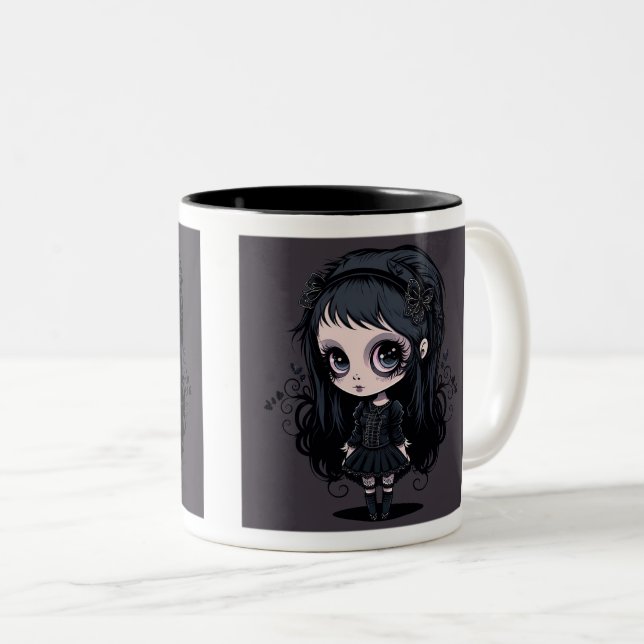 Goth Girl Zwei-Tonen-Tasse, 11 oz Zweifarbige Tasse (VorderseiteRechts)