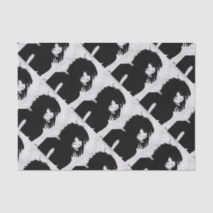 Goth Goddess Portrait Originelle Kunst Schwarz-wei Seidenpapier