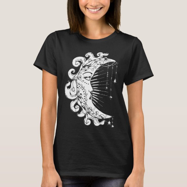 Goth Gothic Horror Occult Emo Aesthetics Moon Spir T-Shirt (Vorderseite)