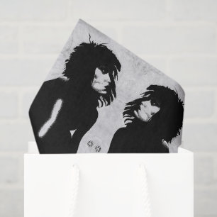Goth Göttin Porträt Original Kunst Schwarz Weiß Seidenpapier