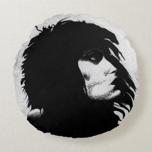 Goth-Göttinnen-Porträt Original-Kunst Throw Rundes Kissen