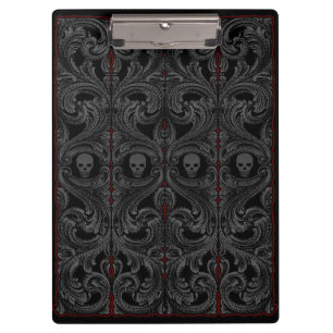 Goth-Grau-Ornament mit Totenkopf Klemmbrett