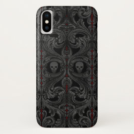 Goth Gray Ornament mit Skull iPhone 15 Hülle